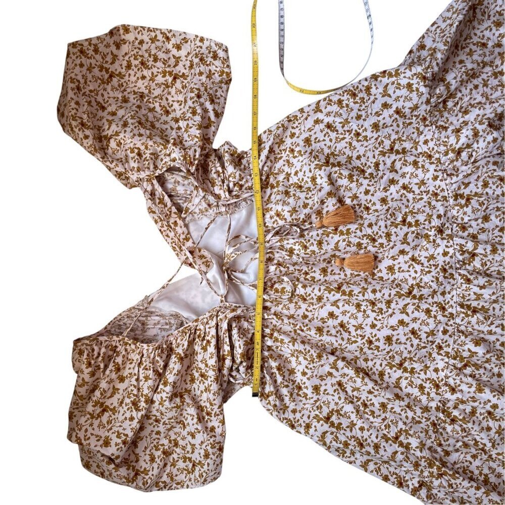 For Good Floral Flutter Sleeve Mini Dress With V-Neckline & Lace-Up Back - Picture 11 of 16